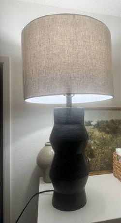 Black Ceramic Table Lamp with Linen Shade
