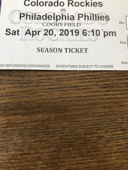 4/20 Rockies tickets vs Phillies