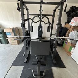 Vesta Fitness Smith Machine 2001 w/Bench Attachment | 230lb Bumpers Weights | 7ft Olympic Bar | Fitness | Gym Equipment | FREE DELIVERY 🚚 