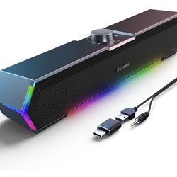 LENRUE G11 Computer Speakers For Desktop, Touch Lights PC Speakers With Surge Clear Sound, USB C/USB Powered For Computer Desktop PC Laptop Monitor