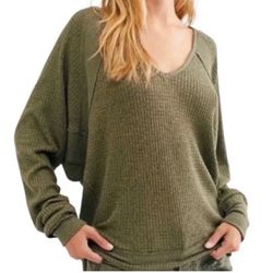 Free People Santa Clara Thermal Top – Olive Green – Medium – Brand New in Package
