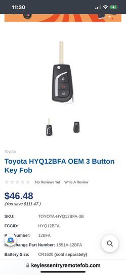 Toyota OEM 3 Button Key Fob