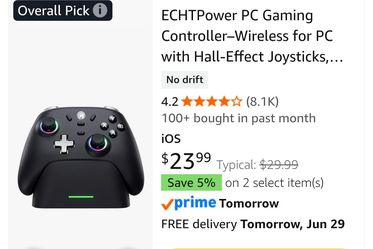 ECHTPower PC Gaming Controller–Wireless for PC/Switch/iOS/Android/Steam