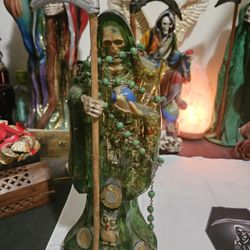Green Santa Muerte Statue 