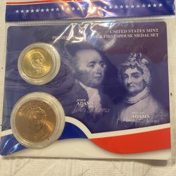 United States mint Presidential $1 Coin & First Spouse Medal Set