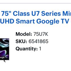 Hisense - 75" Class U7 Series Mini-LED QLED 4K UHD Smart Google TV - (2023)