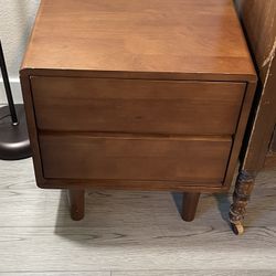 Mid Century Modern Side Table Bedroom Storage Drawer and Shelf Bedside End Table 