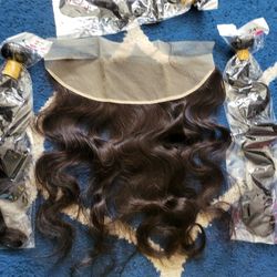 Human Hair Body Wave Bundles With Hd Transparent Lace Frontal 