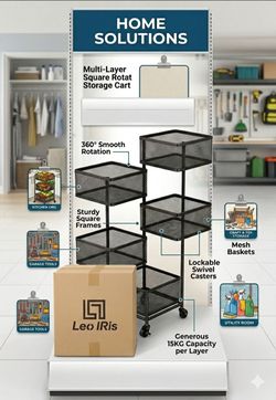 Leo IRis Rotating Storage Rack Cart – 40% OFF Retail! 🔄