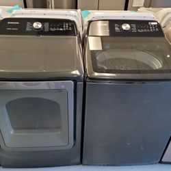 2020 Samsung Top Load Washer And Gas Dryer Set In Black 