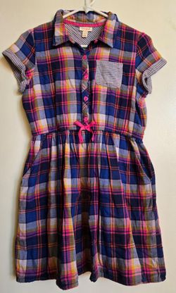 Cat & Jack Girls Short Sleeve Plaid Shirtdress Size XL (14/16) - Multicolor