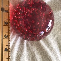 Red Crystal Ball Paperweight 3.5”