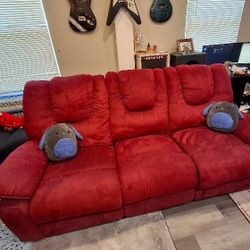 Couch with 2 recliners professionally cleaned