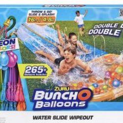 Bunch O Balloons Double Lane Waterslide Wipeout Slip & Slide with 265 Water Balloons