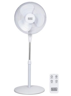 BLACK+DECKER 16" Oscillating Pedestal Fan With Remote, BFSR16W, White
