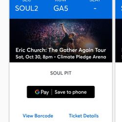 2 Eric Church Tickets - Seattle - Sould Pit
