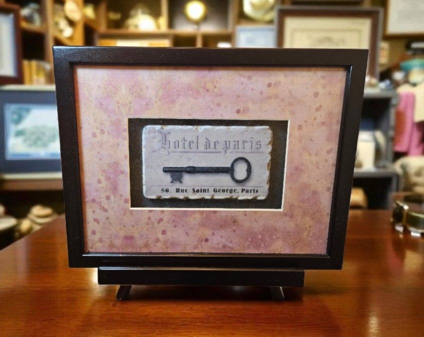 Antique Hotel de Paris Key Picture Frame w/ Stand