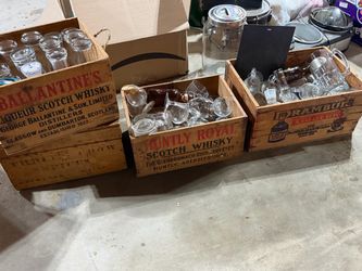 Vintage Scotch Whisky Wooden Crates Set of 4