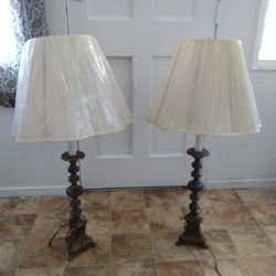2 Solid Brass Lamps With Claws Feet