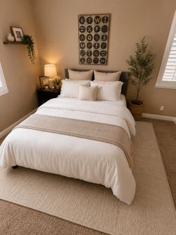 Barely used Queen bed with mattress and box spring for sale!!