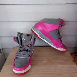 JORDAN SPARKLE 439655-043 GIRLS US 7Y UK 6 PINK/GRAY HIGH-TOP SNEAKERS 2012/2013