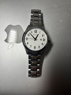 Bulova Silver Stainless Steel Watch (White Dial)