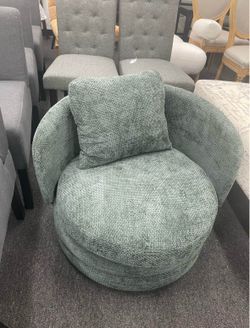 Assembled New Swivel Accent Chairs, 360° Round Swivel Barrel Chair with Pillow