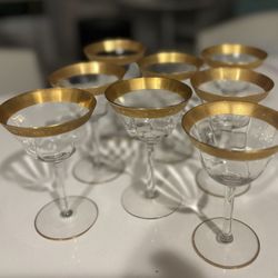 VINTAGE WINE GLASSES GOLD RIMMED Tiffin Franciscan  8