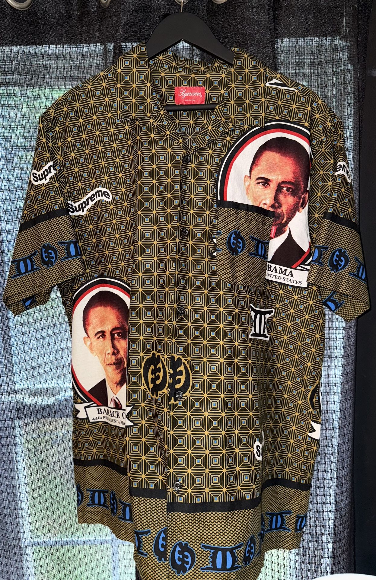 Supreme Obama Rayon Button Up Olive XL