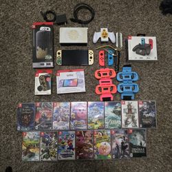 Nintendo Switch OLED Console, Extra Controllers, 15 Game Collection, 512gb SD Card, & More!
