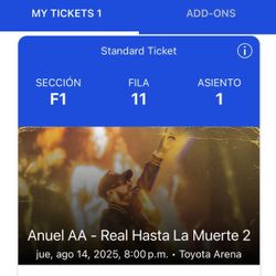 Anuel Concert Ticket 