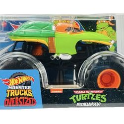Mattel 2024 Oversized Hot Wheels 🛞 Monster Trucks. TMNT Michelangelo, Diecast , Metal Toy Truck In 1/24 Scale with Giant Wheels. New. 
