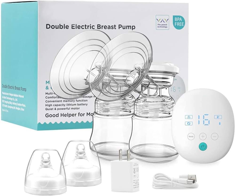 Elebebe Double Electric Quiet Hygienic BPA Free 4 Modes 8 Suction Levels Breast Pump Kit