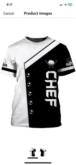 Mens 3D Print Chef T-Shirt Short Sleeve Chef Coat Chef Jacket Pattern Quick Dry Cook Shirt BBQ Shirt xxl