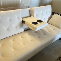 Convertible Reclining Sofa With Cup Holder