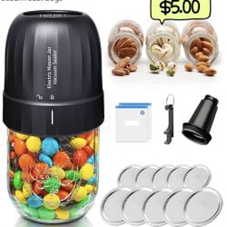 😀 Electric Mason Jar Vacuum Sealer Kit, Fully Automatic Jar Vacuum Sealer for Wide Mouth and Regular Mouth Mason Jars with Opener & 5 Pairs of Mmason