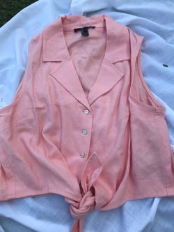 Pink front tie shirt