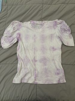 Soft purple & white tie dye with puff sleeves