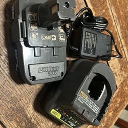 Ryobi One+ 18V charger and battery