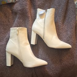 brand new white heeled ankle boots size 6.5 