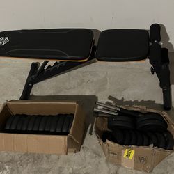 90+ Pound Weights With Adjustable bench