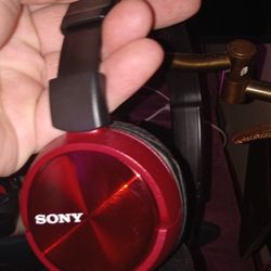 Like New Flat Red Colored Sony Adjustable Headphones