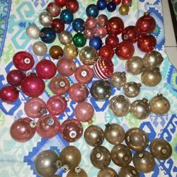 VTG MIX LOT SHINY BRITE  & MADE USA Glass Christmas Tree Ornaments DAMAGED 