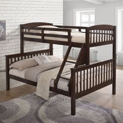 Brand New Twin Full Cherry Wood Classic Bunk Bed No Mattress