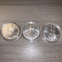 (3) American Silver Eagle Coins BU