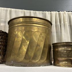 Large Vintage Brass Container or Planter 