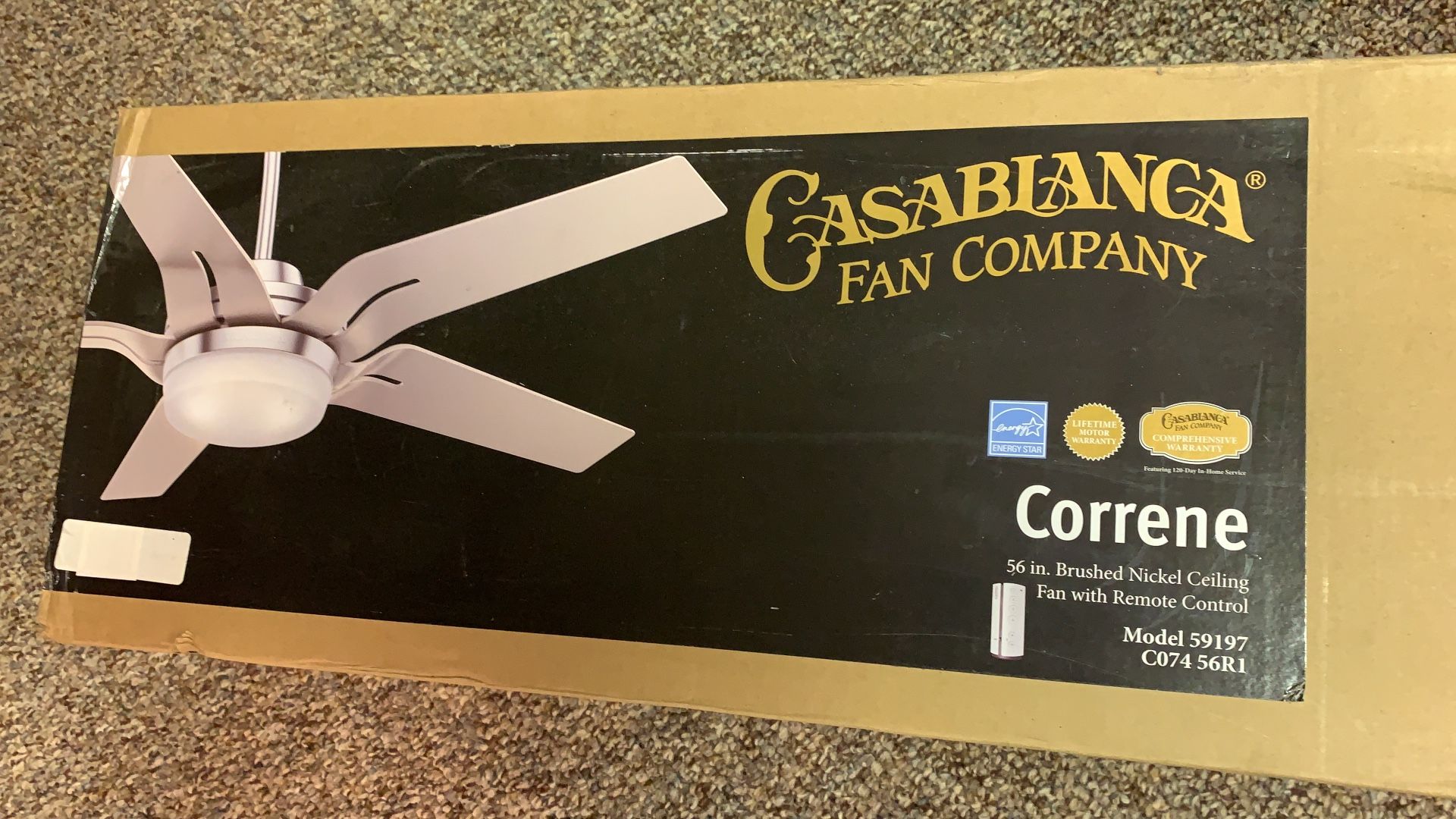 Ceiling Fan Casablanca Correne 56 inch brushed nickel ceiling fan with remote