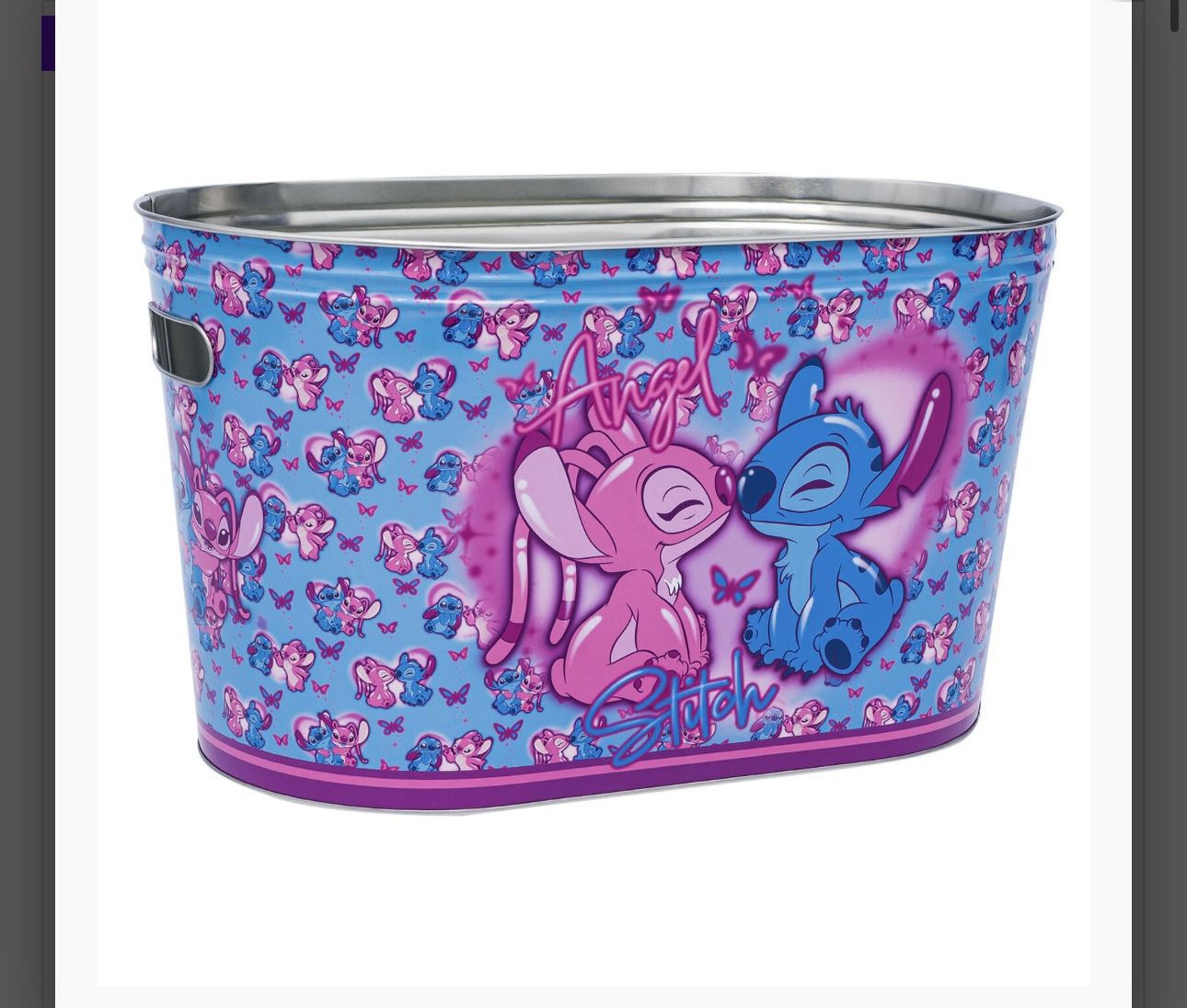 * Disney Stitch Large Galvanized Beverage Tub perfect for parties, barbecues, and casual gatherings Material Feature: Rust-resistant and durable * Pro