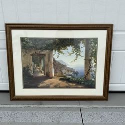 Large Traditional Coastal Landscape Wall Art – Antique Bronze Frame