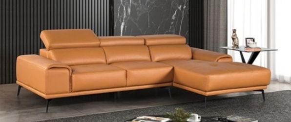 Brand New Tangerine Leather Modern Style Sectional Sofa